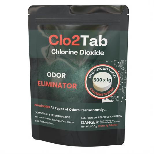 CLo2Tab Odor Chlorine Dioxide Tablets - 500 x 1g (1.1 Pound) Best Value!